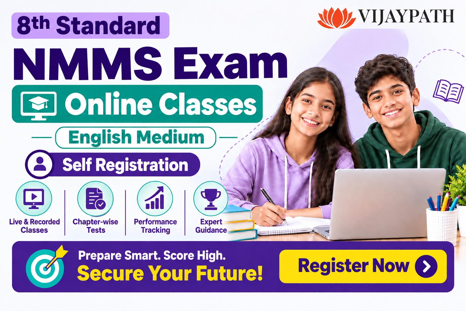 8th NMMS Exam-Online Classes | English Medium | Self Registration